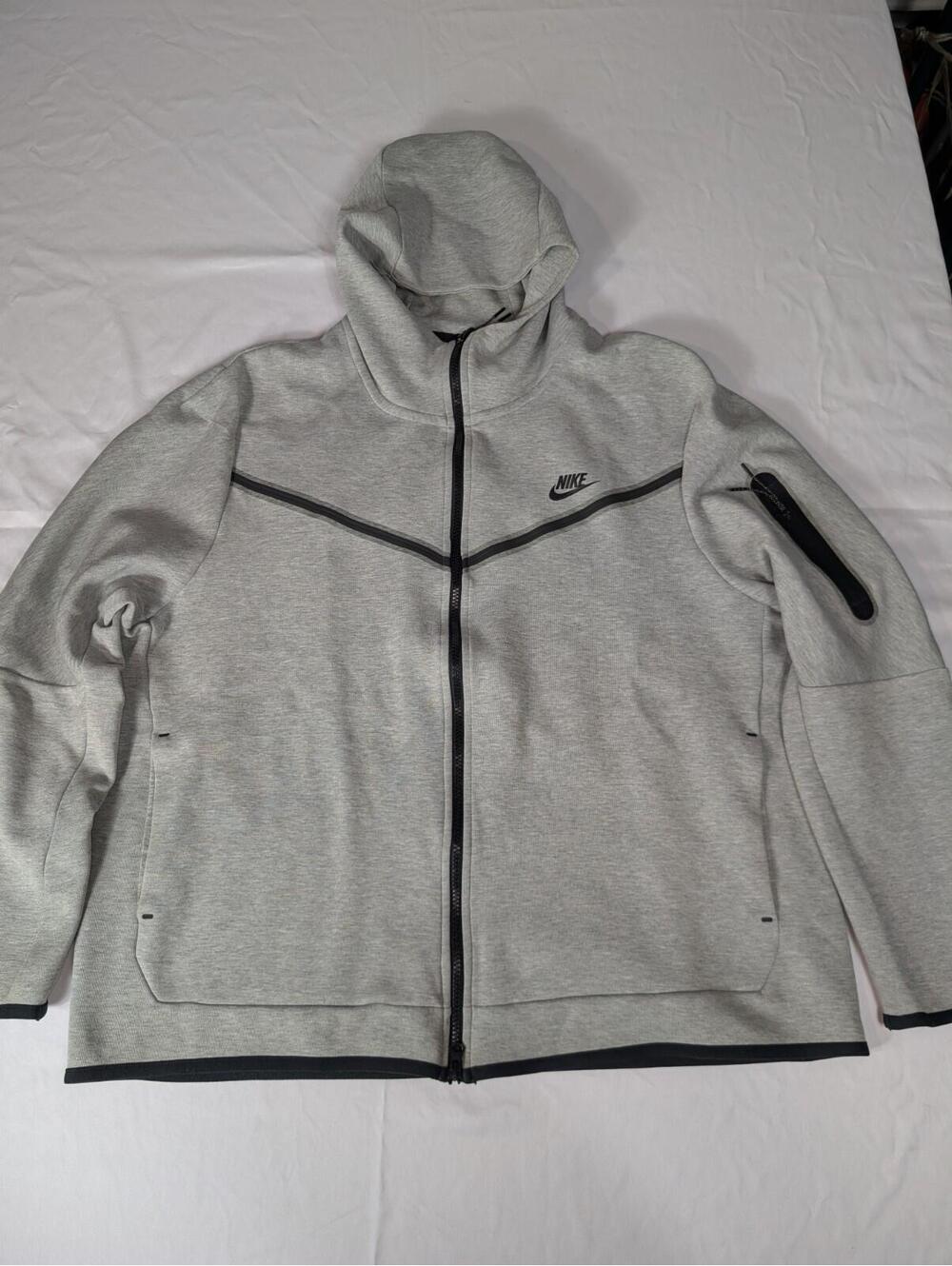 Nike Tech Fleece Full Zip Hoodie Heather Gray Mens XXL 2XL Big & Tall CU4489-063